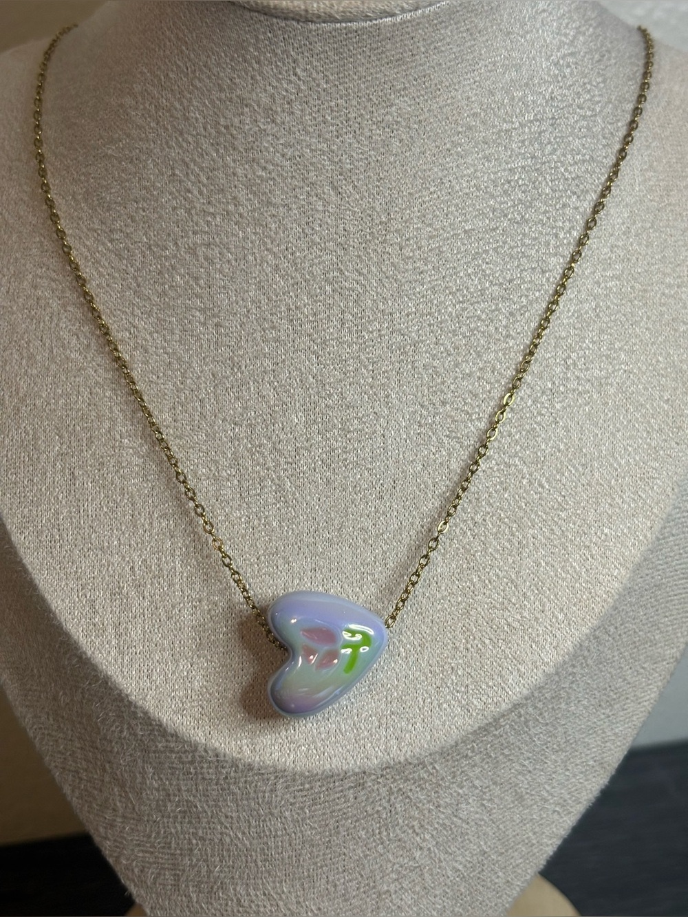 Handmade Gold/Purple Tulip Heart Necklace | Waterproof & Tarnish Resistant